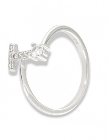 Anello Argento Rodiato Lettera T Punto Luce [80c5d257]