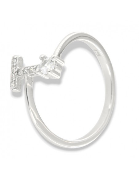 Anello Argento Rodiato Lettera T Punto Luce [80c5d257]