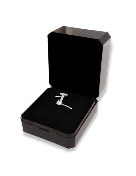 Anello Argento Rodiato Lettera T Punto Luce [59e3915a]