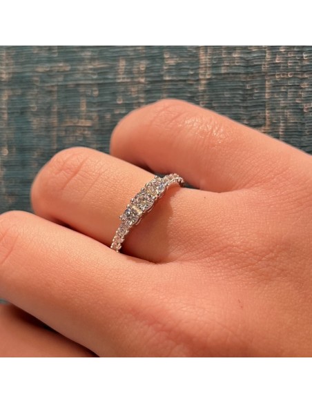Anello Argento Rodiato Trilogy Zirconi Bianchi Gambo Zirconato [0051fd4e]