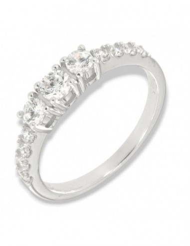 Anello Argento Rodiato Trilogy Zirconi Bianchi Gambo Zirconato [b74c3c4a]