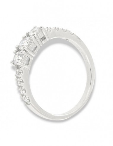 Anello Argento Rodiato Trilogy Zirconi Bianchi Gambo Zirconato [b21c7b54]