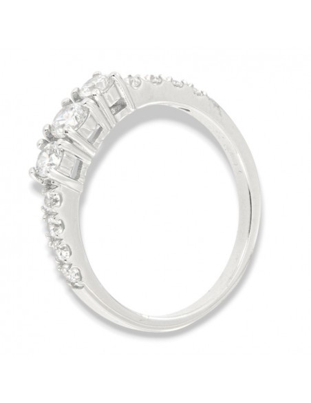 Anello Argento Rodiato Trilogy Zirconi Bianchi Gambo Zirconato [b21c7b54]