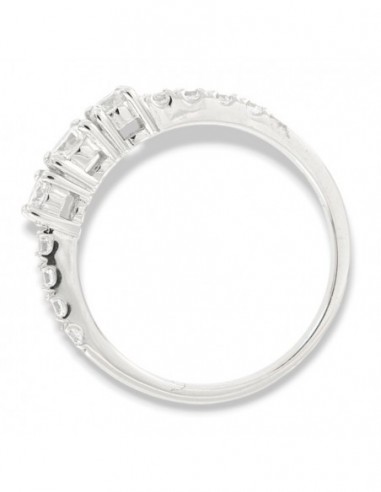 Anello Argento Rodiato Trilogy Zirconi Bianchi Gambo Zirconato [0501ba50]