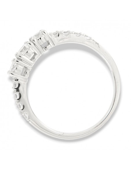 Anello Argento Rodiato Trilogy Zirconi Bianchi Gambo Zirconato [0501ba50]