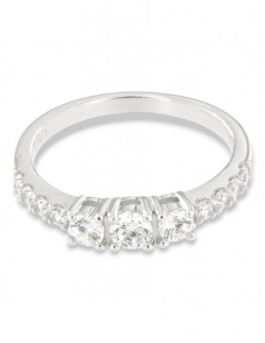 Anello Argento Rodiato Trilogy Zirconi Bianchi Gambo Zirconato [dc27f95d]
