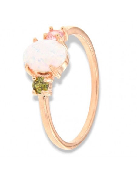 Anello Argento Rosato Opale Bianco [bcdc635e]