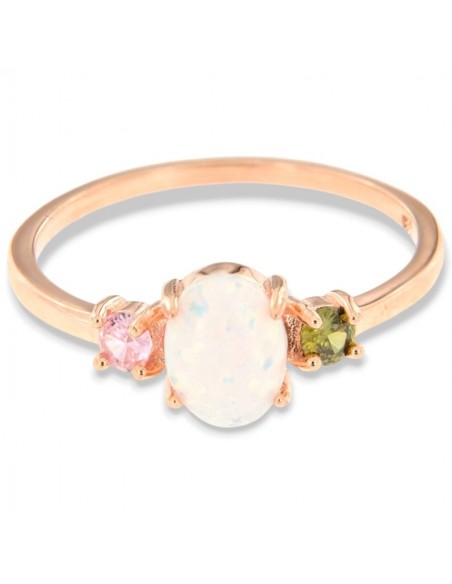 Anello Argento Rosato Opale Bianco [329abf9e]