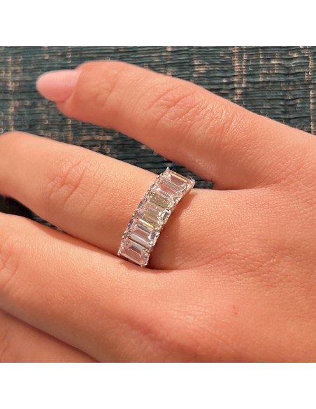 Anello Argento Rodiato Riviera Baguette Zirconi Bianchi [b0687930]