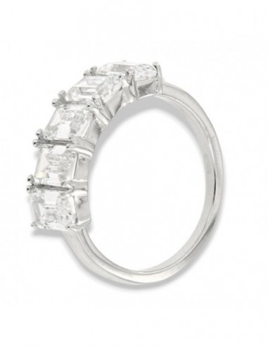 Anello Argento Rodiato Riviera Baguette Zirconi Bianchi [0225ff2a]