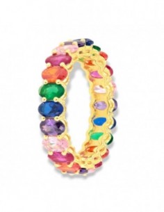 Anello Argento Dorato Zirconi Colorati Baguette [b34291fe]