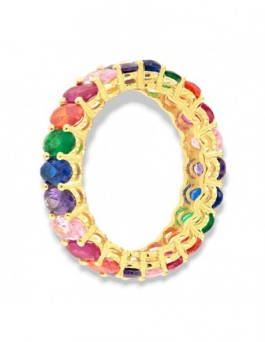 Anello Argento Dorato Zirconi Colorati Baguette [8589272b]