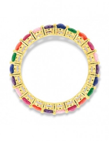 Anello Argento Dorato Zirconi Colorati Baguette [3294e62f]