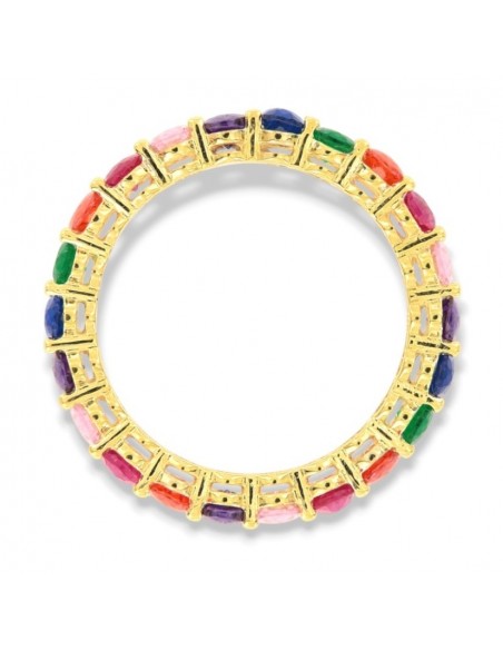 Anello Argento Dorato Zirconi Colorati Baguette [3294e62f]
