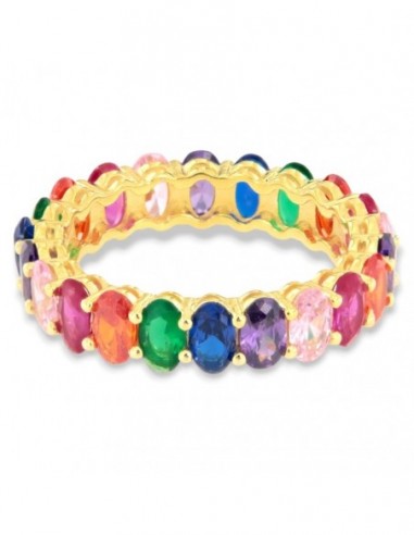 Anello Argento Dorato Zirconi Colorati Baguette [ebb2a522]