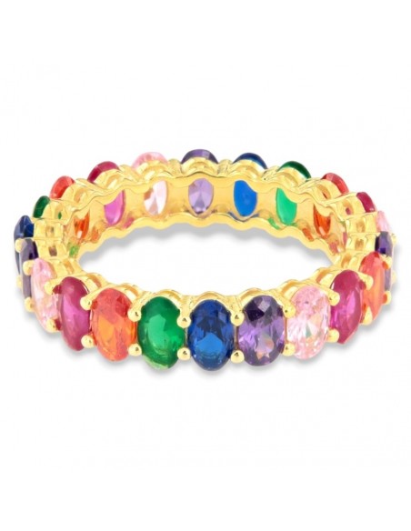 Anello Argento Dorato Zirconi Colorati Baguette [ebb2a522]