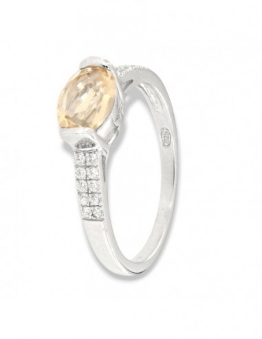 Anello Argento Rodiato Zircone Champagne Ovale [65941bd1]
