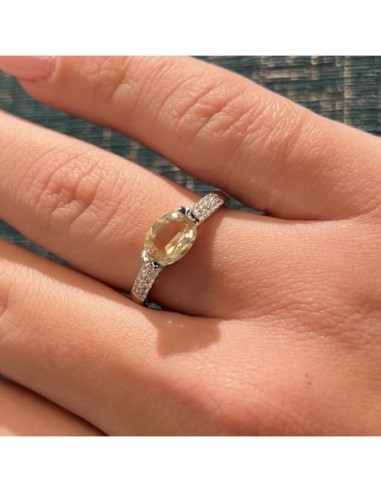 Anello Argento Rodiato Zircone Champagne Ovale [01f9d53c]