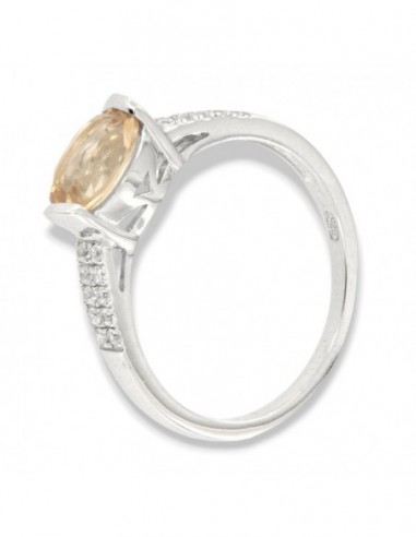 Anello Argento Rodiato Zircone Champagne Ovale [b3b45326]