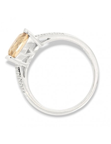 Anello Argento Rodiato Zircone Champagne Ovale [04a99222]