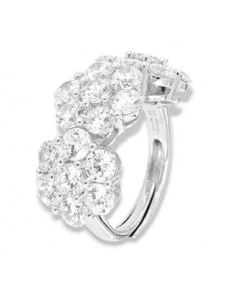 Anello Argento Rodiato Trilogy Zirconi Bianchi Fiore [267544ba]