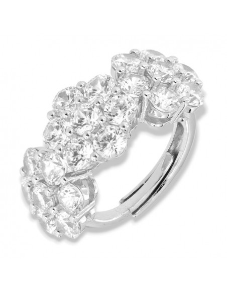 Anello Argento Rodiato Trilogy Zirconi Bianchi Fiore [d1591fda]