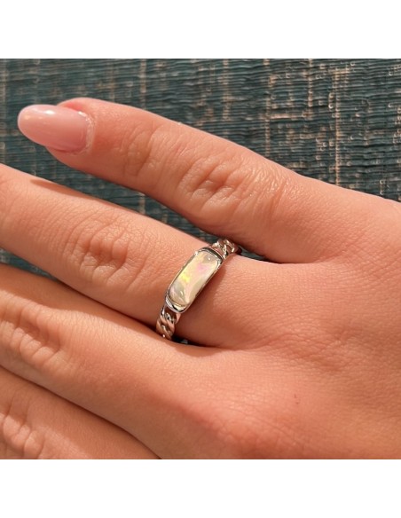 Anello Argento Rodiato Grumetta Con Madre Perla [e8e77a5d]