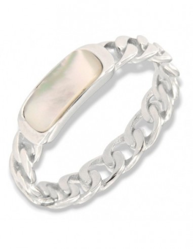 Anello Argento Rodiato Grumetta Con Madre Perla [5ffabb59]