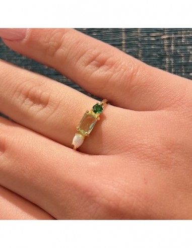 Anello Argento Dorato Opale Bianco Piccolo [e0b50a8e]