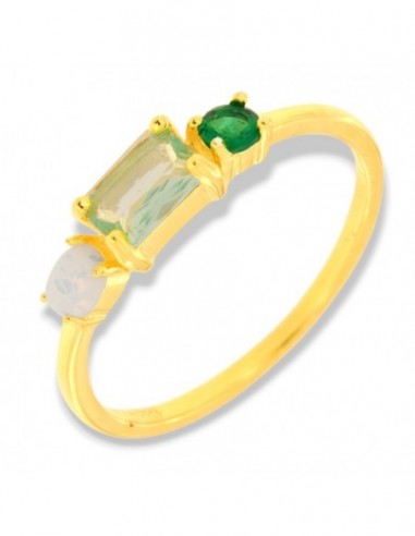 Anello Argento Dorato Opale Bianco Piccolo [57a8cb8a]