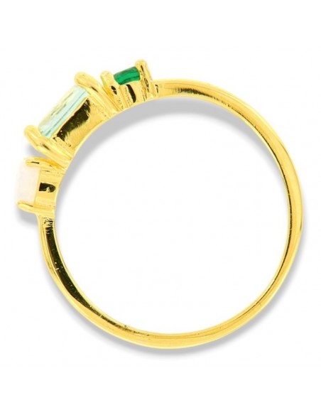 Anello Argento Dorato Opale Bianco Piccolo [a341586a]