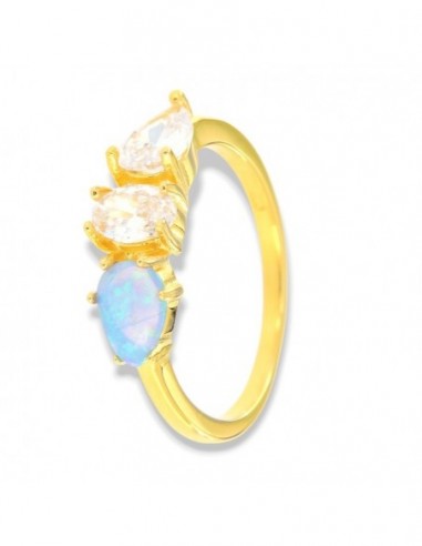 Anello Argento Dorato Opale Azzurro [0bc1a25a]
