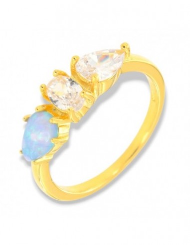 Anello Argento Dorato Opale Azzurro [de5da288]