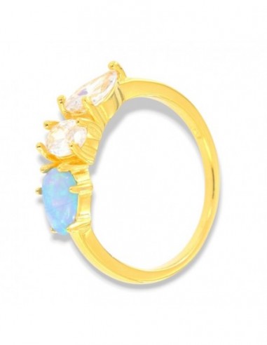 Anello Argento Dorato Opale Azzurro [db0de596]