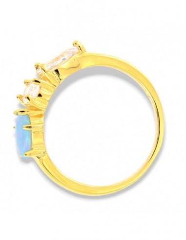 Anello Argento Dorato Opale Azzurro [6c102492]