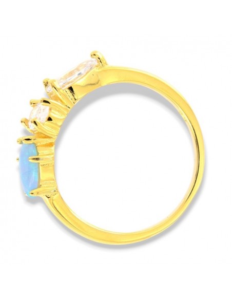 Anello Argento Dorato Opale Azzurro [6c102492]