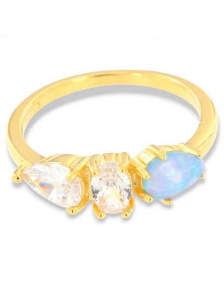 Anello Argento Dorato Opale Azzurro [b536679f]
