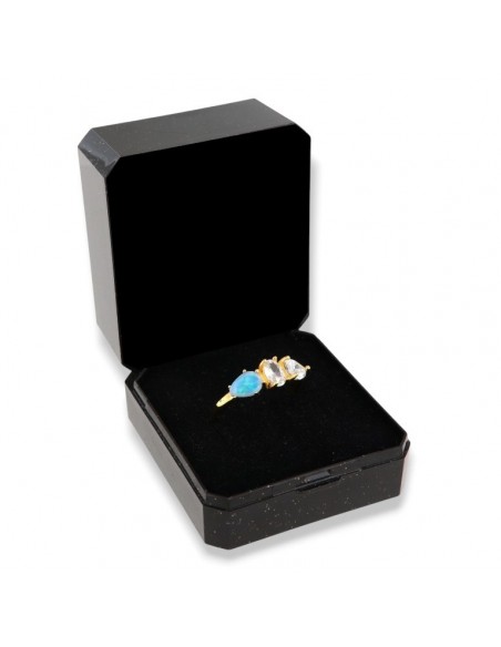 Anello Argento Dorato Opale Azzurro [022ba69b]