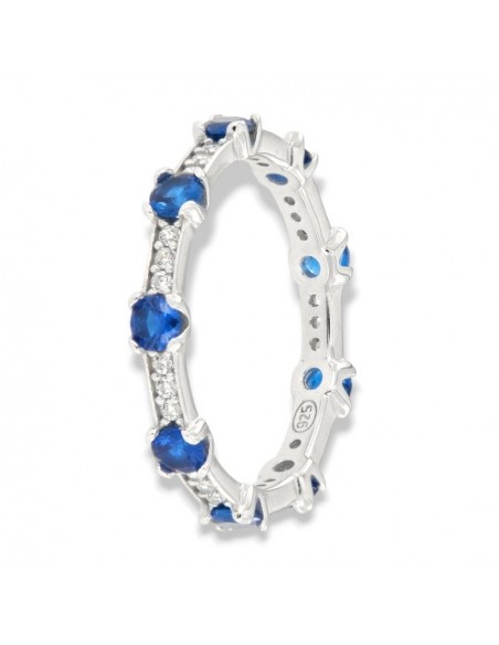 Anello Argento Rodiato Eternity Zirconi Blu/Bianchi [0e48c307]