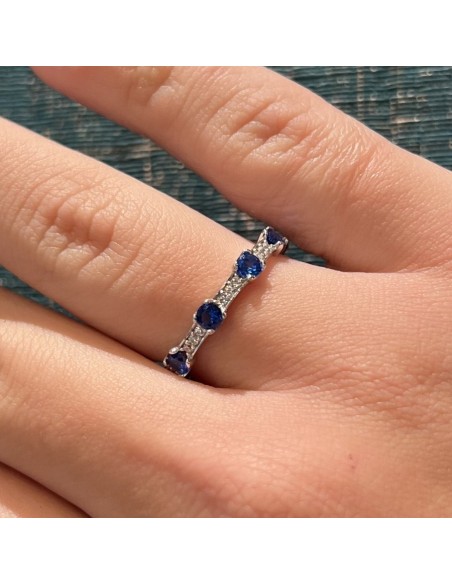 Anello Argento Rodiato Eternity Zirconi Blu/Bianchi [31cf60e1]
