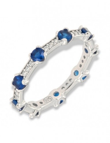 Anello Argento Rodiato Eternity Zirconi Blu/Bianchi [86d2a1e5]