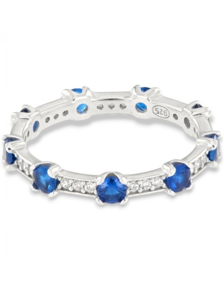 Anello Argento Rodiato Eternity Zirconi Blu/Bianchi [edb964f2]