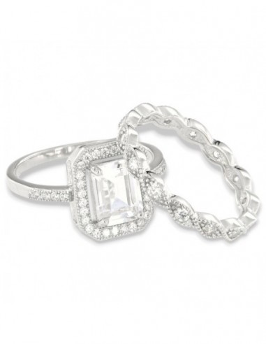 Anello Argento Rodiato Composto Principessa Bianca [9e2f515d]
