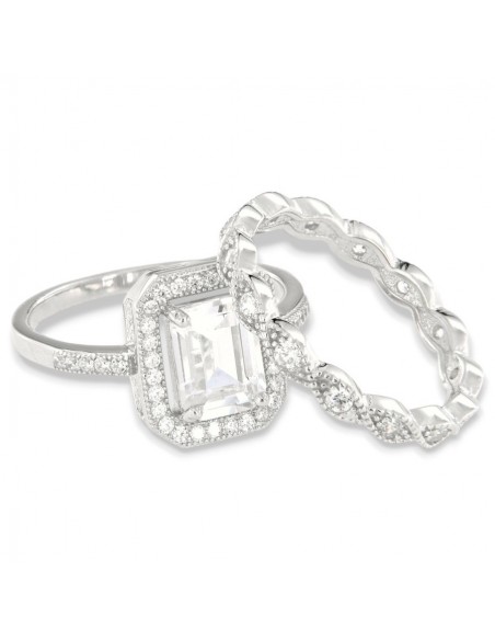 Anello Argento Rodiato Composto Principessa Bianca [9e2f515d]