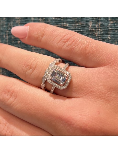 Anello Argento Rodiato Composto Principessa Bianca [c3e5c2d1]
