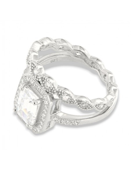 Anello Argento Rodiato Composto Principessa Bianca [f5f669ad]