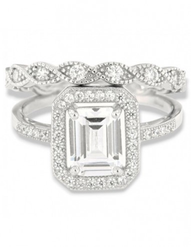 Anello Argento Rodiato Composto Principessa Bianca [71a844cb]