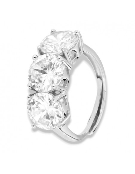 Anello Argento Rodiato Trilogy Zirconi Bianchi 8MM [9bc80b82]