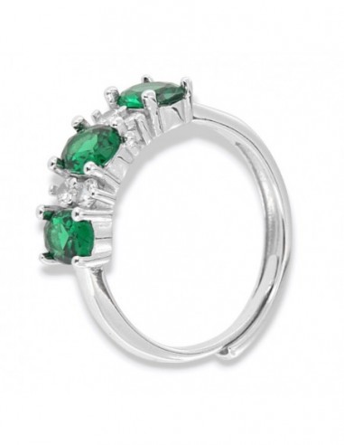 Anello Argento Rodiato Riviera 3 Zirconi Verdi [8457b61c]