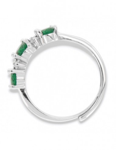 Anello Argento Rodiato Riviera 3 Zirconi Verdi [334a7718]